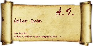 Ádler Iván névjegykártya